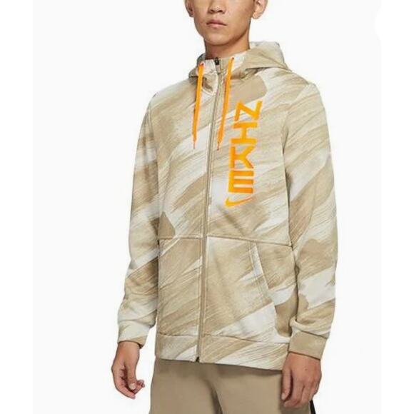 Nike Therma-FIT Full Zip Hoodie Jacket Men’s Small Tan Cream Camo Style - Picture 1 of 8
